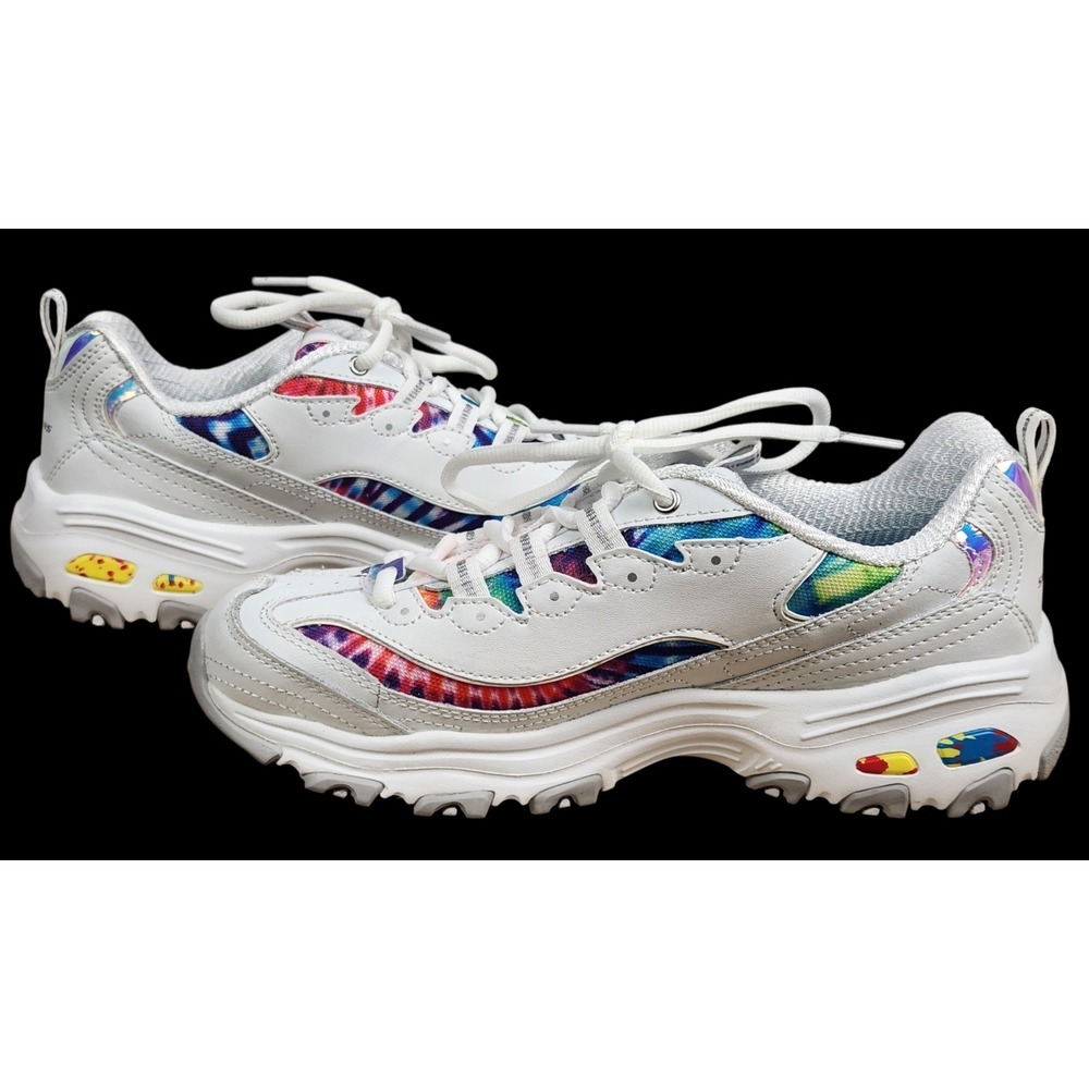 SKECHERS D LITES SUMMER FIESTA WOMANS SNEAKERS TIE DYE DESIGN SIZE 8.5 NEW - Picture 3 of 10